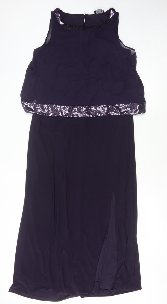 Klass Women's Purple Sequin Sleeveless Dress Size 12