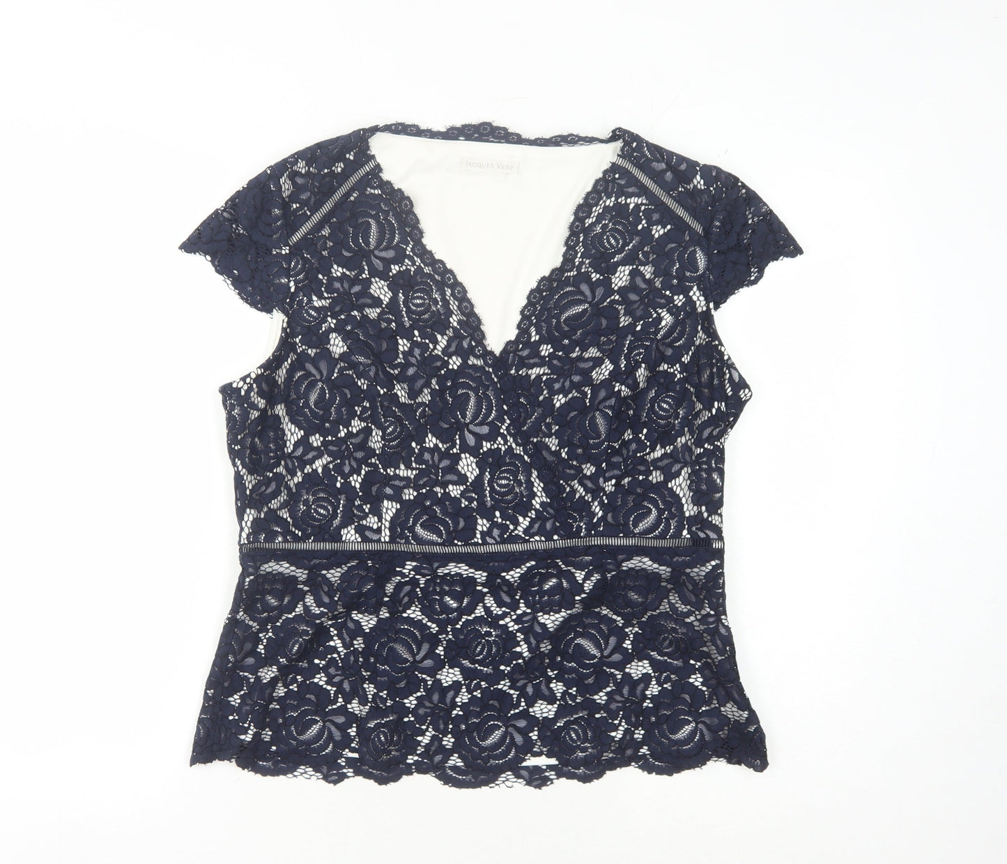 Womens UK Size 14 Jacques Vert Blue Wrap Blouse