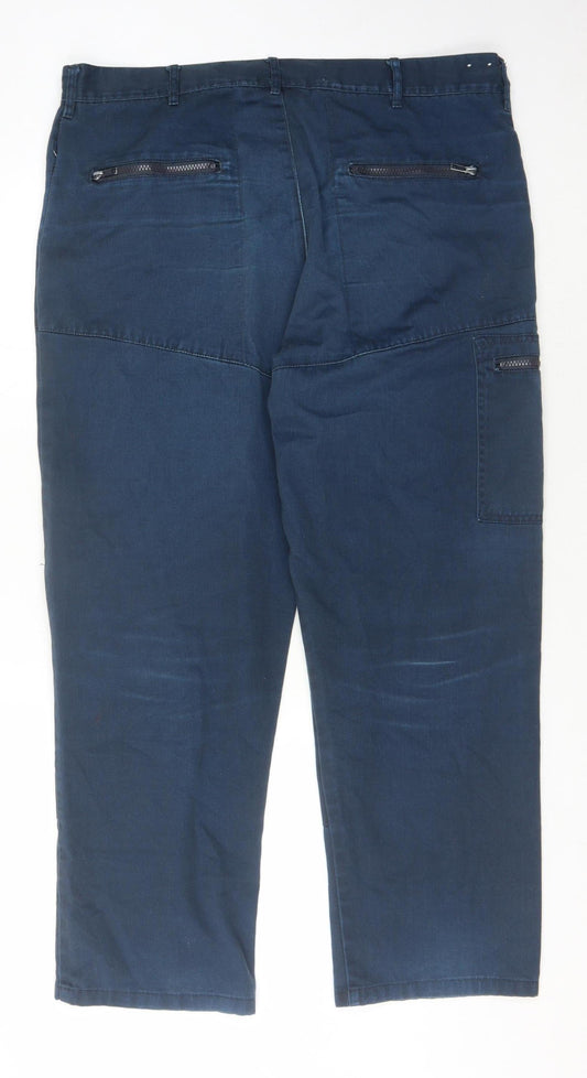 Dickies Men's Blue Cargo Trousers, Zip Accents 40S