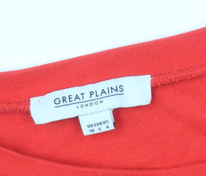 Womens UK Size 10 Great Plains Red Basic T-Shirt
