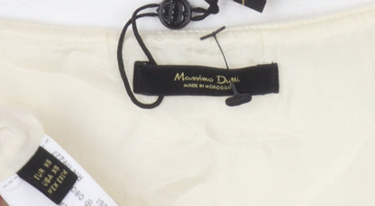 Massimo Dutti Women's White V-Neck Long Sleeve Dress