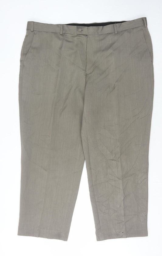 Hans Kelven Men's Grey Trousers, Flat Front 47S