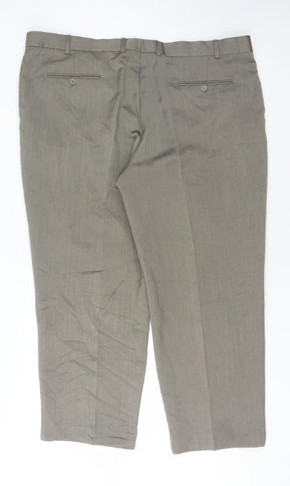 Hans Kelven Men's Grey Trousers, Flat Front 47S