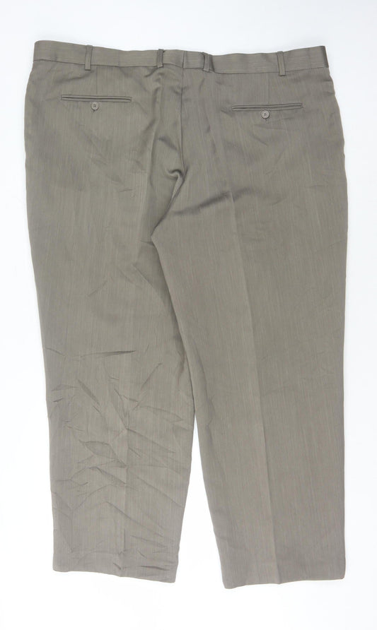 Hans Kelven Men's Grey Trousers, Flat Front 47S