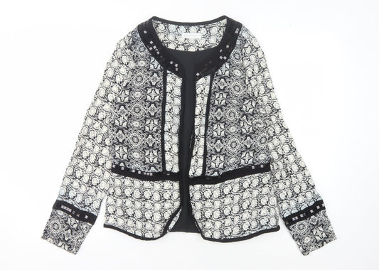 Rocha John Rocha Women's Black Geometric Blazer, Size 12