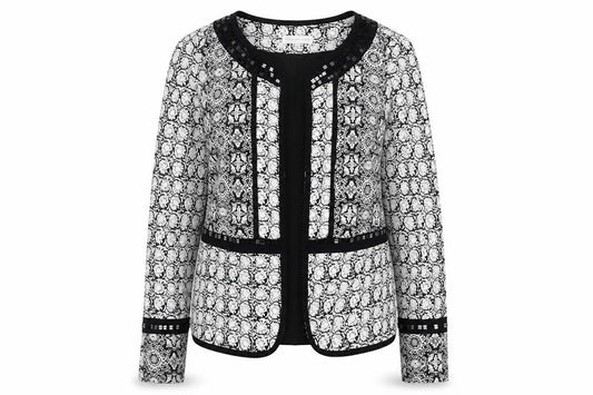 Rocha John Rocha Women's Black Geometric Blazer, Size 12