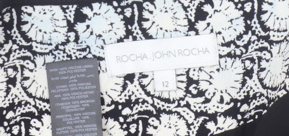 Rocha John Rocha Women's Black Geometric Blazer, Size 12