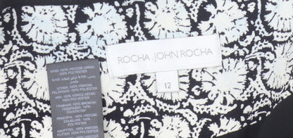 Rocha John Rocha Women's Black Geometric Blazer, Size 12