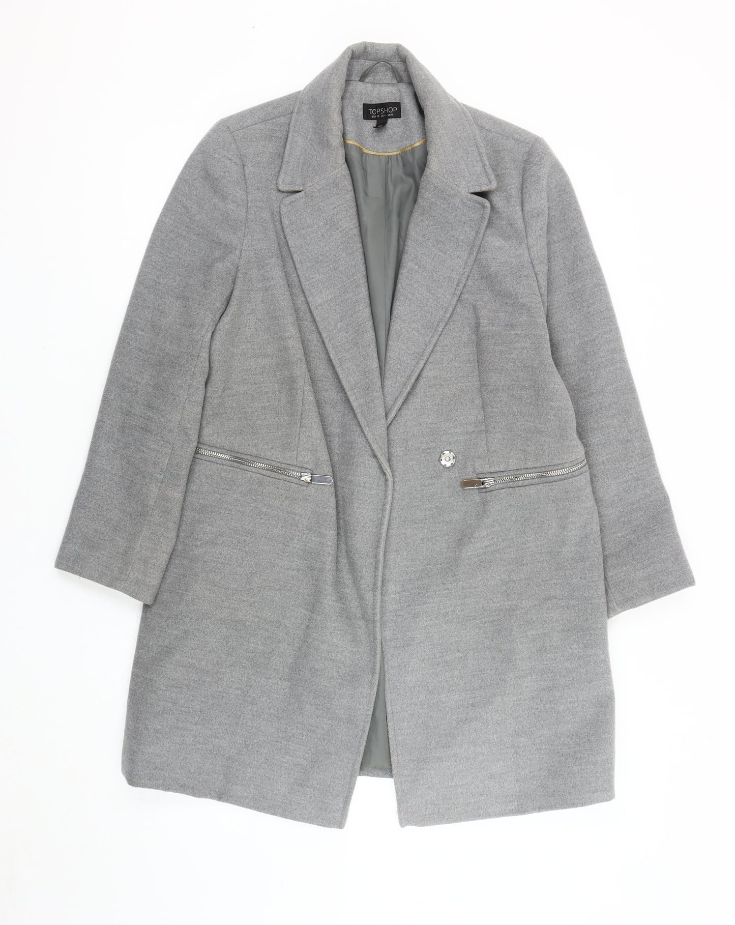 Womens UK Size 8 Topshop Grey Overcoat