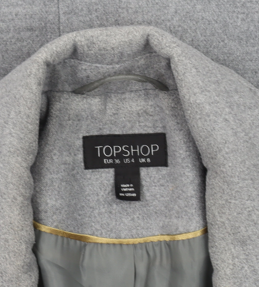 Womens UK Size 8 Topshop Grey Overcoat