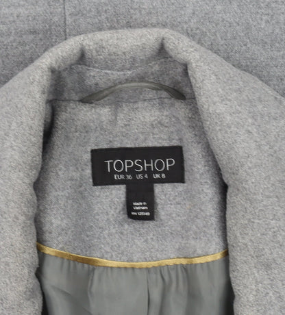 Womens UK Size 8 Topshop Grey Overcoat