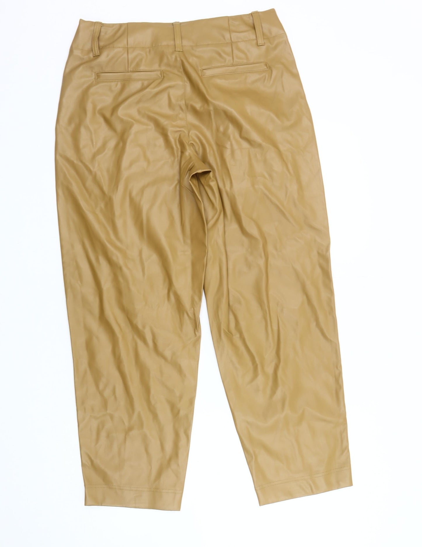 A New Day Women's Beige Faux Leather Trousers Size 10