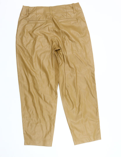 A New Day Women's Beige Faux Leather Trousers Size 10