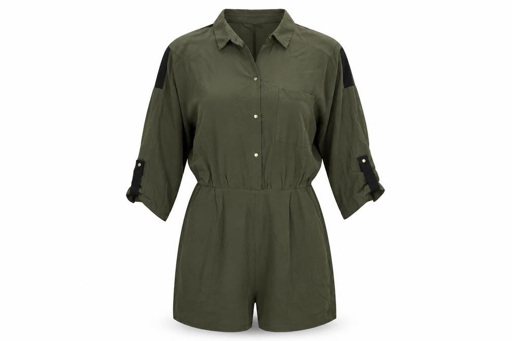 Zara Basic Women Green Jumpsuit Size 8 Collared Casual