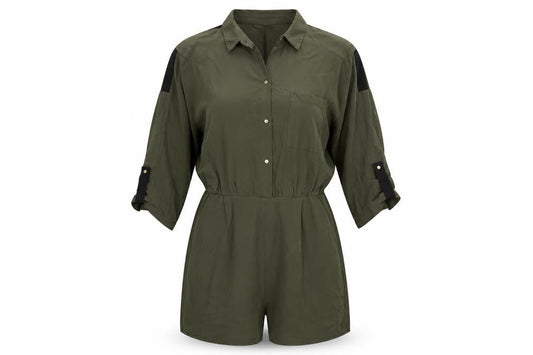 Zara Basic Women Green Jumpsuit Size 8 Collared Casual