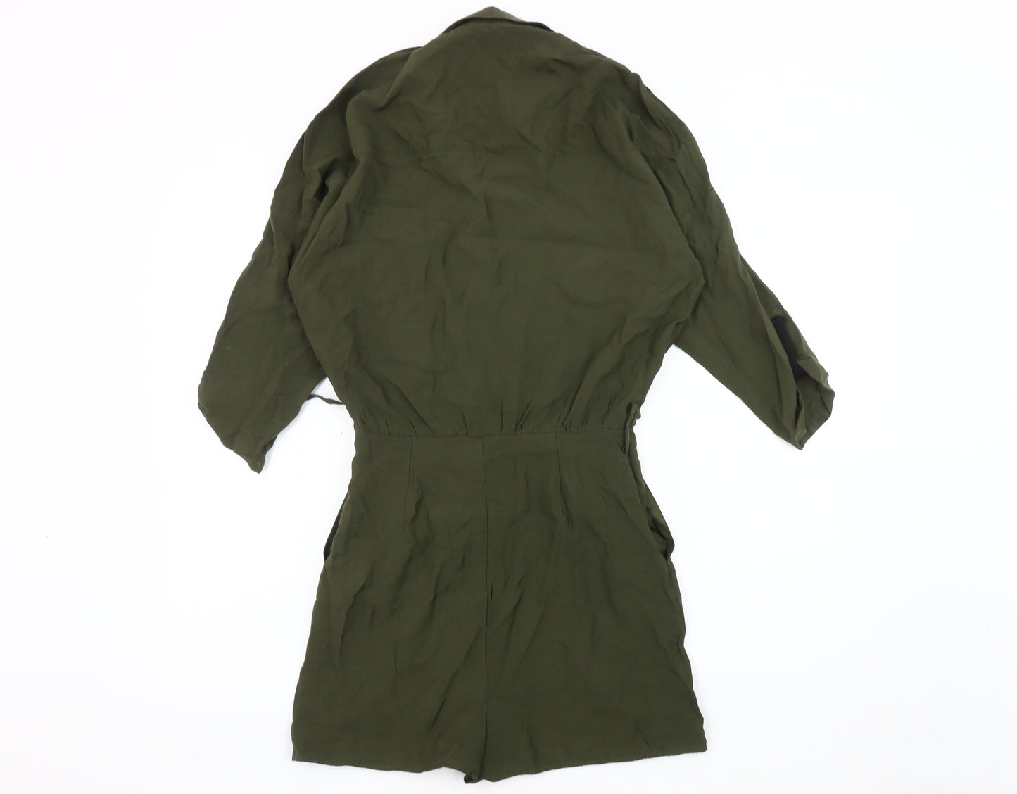 Zara Basic Women Green Jumpsuit Size 8 Collared Casual