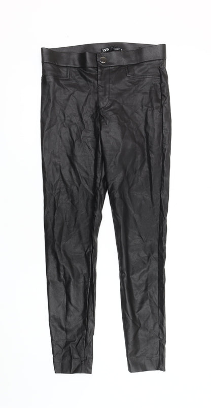 Womens UK Size M Zara  Leggings Black Trousers