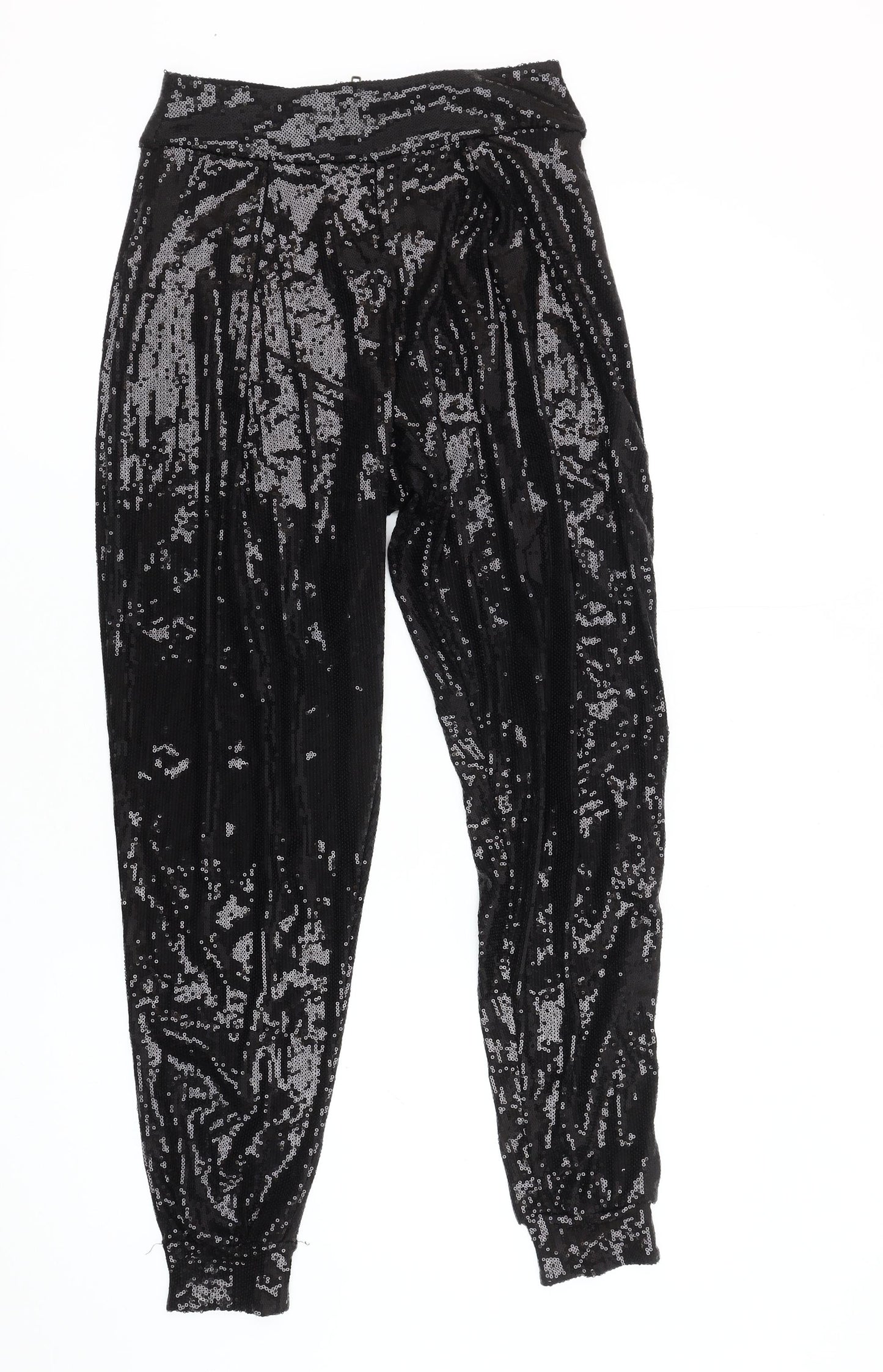 Topshop Women's Black Sequin Jogger Trousers Size 8