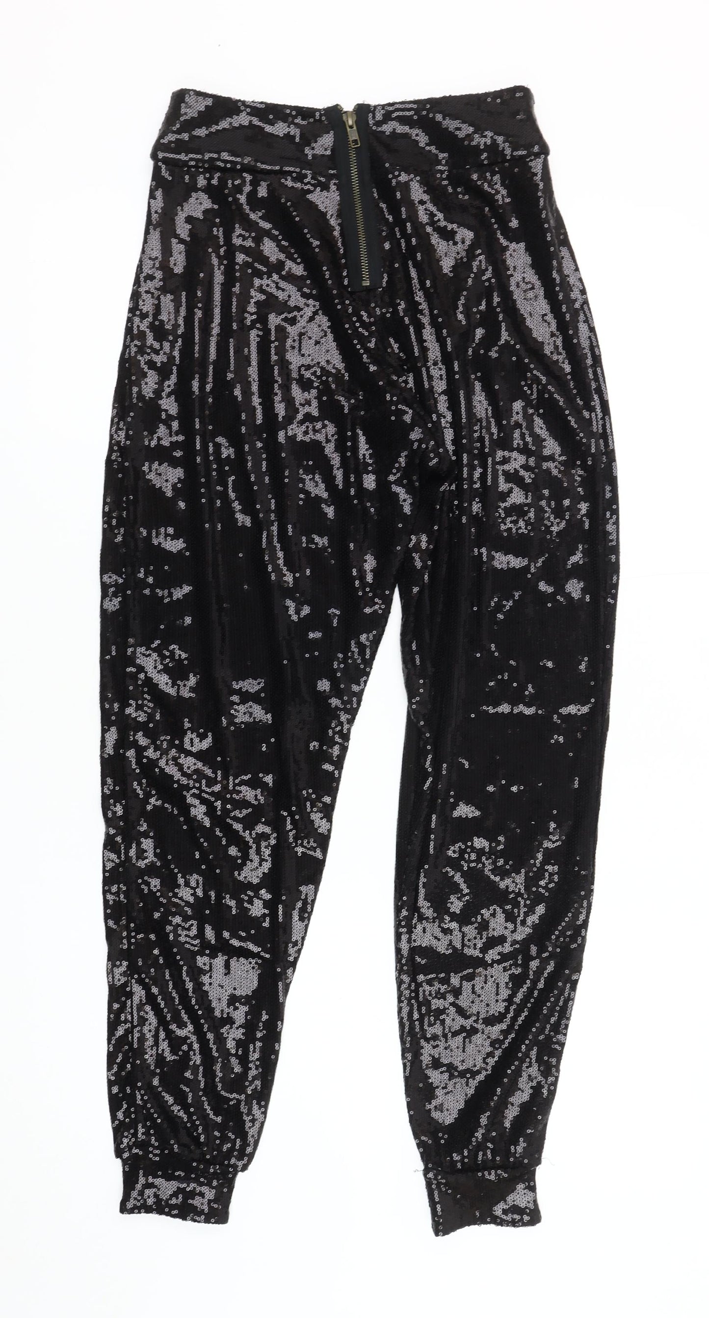 Topshop Women's Black Sequin Jogger Trousers Size 8