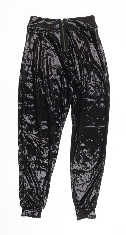 Topshop Women's Black Sequin Jogger Trousers Size 8