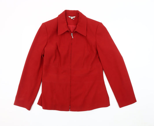 M&Co Women's Red Zip Jacket Size 12 Regular Fit