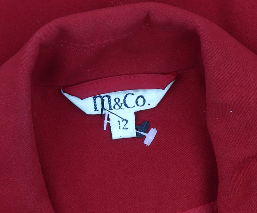 Womens UK Size 12 M&Co Red Basic Jacket
