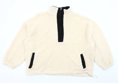 Boohoo Women's Ivory Fleece Sweatshirt - Medium