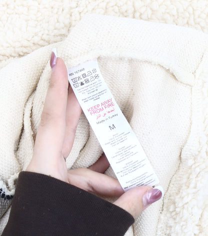 Boohoo Women's Ivory Fleece Sweatshirt - Medium