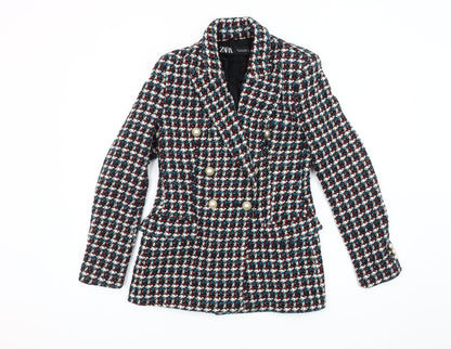 Zara Women's Multicoloured Bouclé Blazer Size 8
