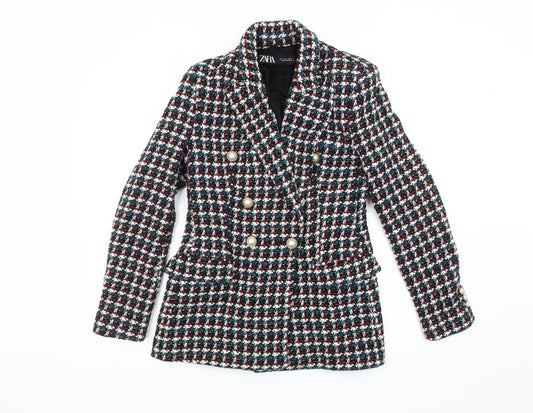 Zara Women's Multicoloured Bouclé Blazer Size 8