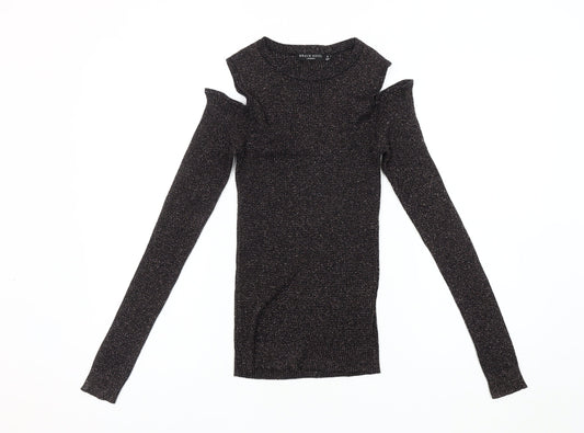 Womens UK Size S Brave Soul Black Basic Blouse