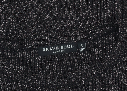 Womens UK Size S Brave Soul Black Basic Blouse