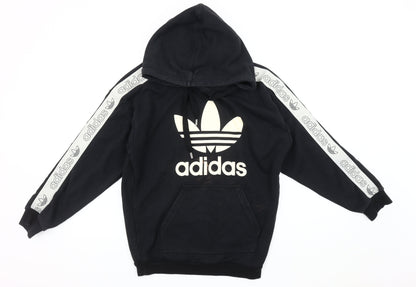 Adidas Women's Black Hoodie, Size 8, Logo, Pullover