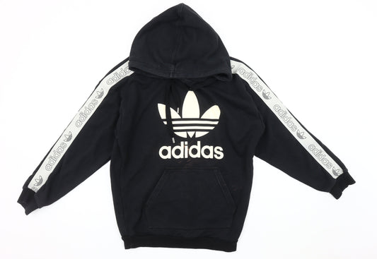 Adidas Women's Black Hoodie, Size 8, Logo, Pullover