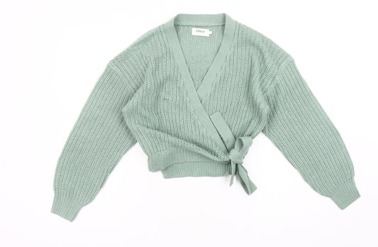 Womens UK Size XS Only Green Wrap Jumper