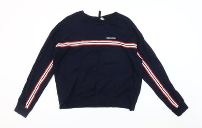 H&M Women's Blue Pullover Sweatshirt - Size L