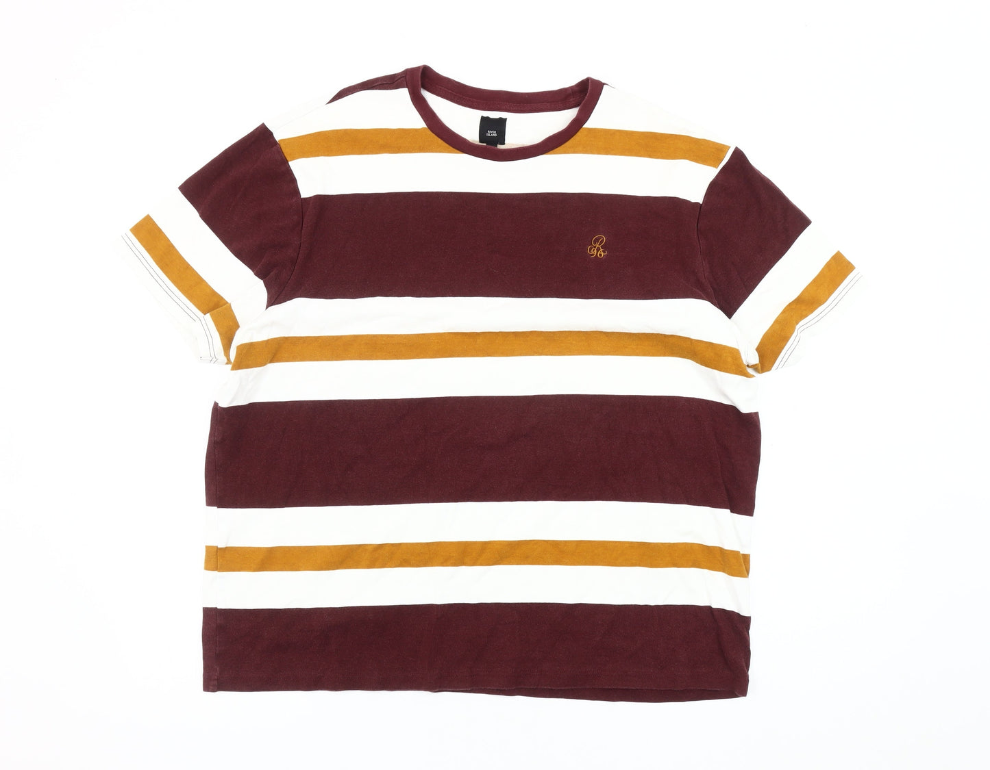 River Island Men's Multicoloured Striped XL T-Shirt