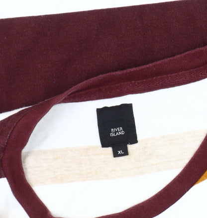 River Island Men's Multicoloured Striped XL T-Shirt