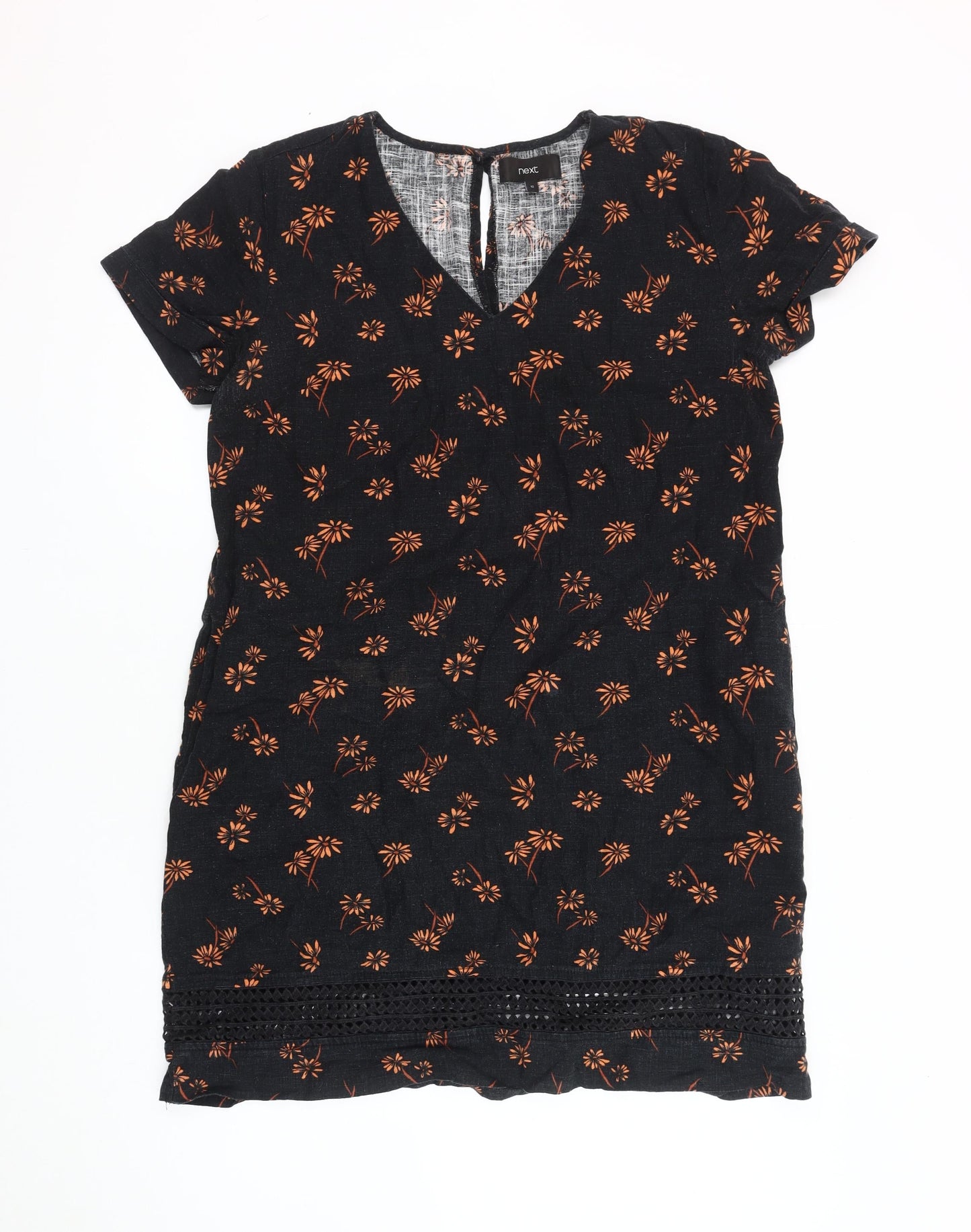 Next Women Black Floral Shift Dress Size 12