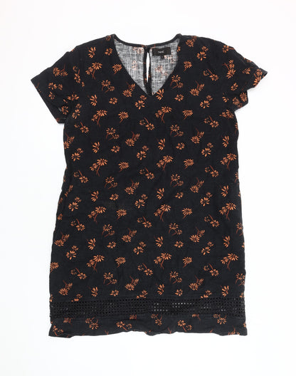 Next Women Black Floral Shift Dress Size 12