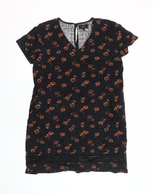 Next Women Black Floral Shift Dress Size 12