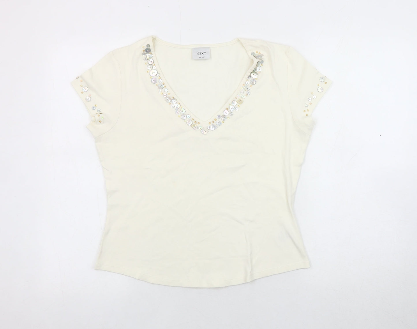 Womens UK Size 14 NEXT Ivory Basic T-Shirt