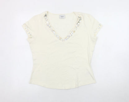 Womens UK Size 14 NEXT Ivory Basic T-Shirt
