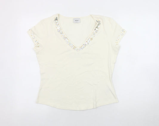 Womens UK Size 14 NEXT Ivory Basic T-Shirt