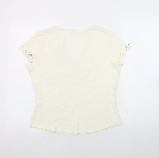 Womens UK Size 14 NEXT Ivory Basic T-Shirt
