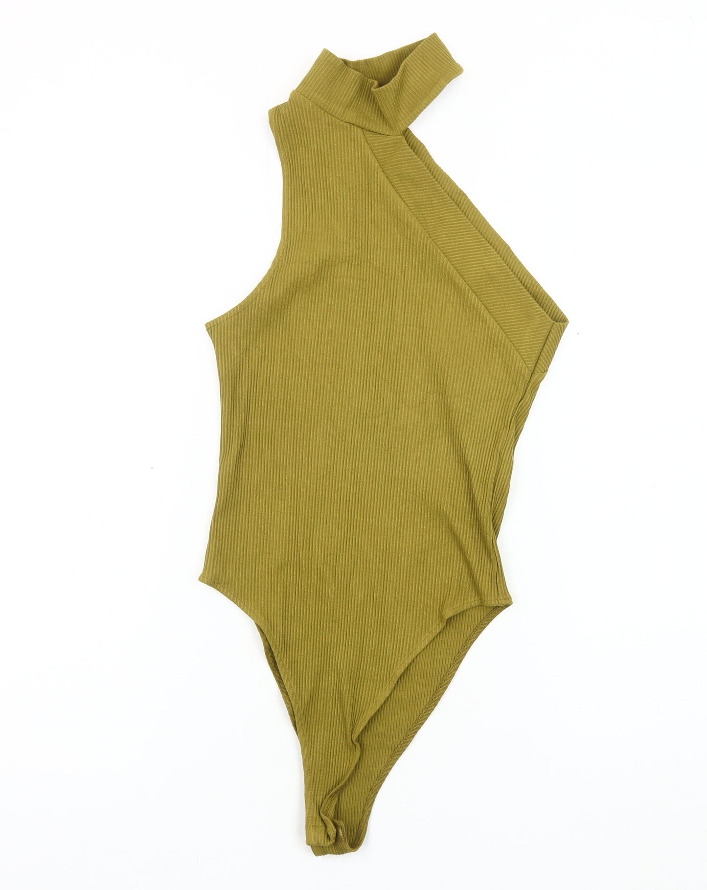Zara Women’s Green Ribbed High Neck Bodysuit - Size S