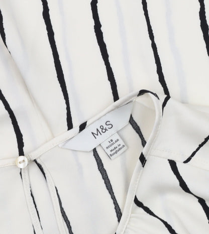 Marks and Spencer Women’s White Striped Top Size 18