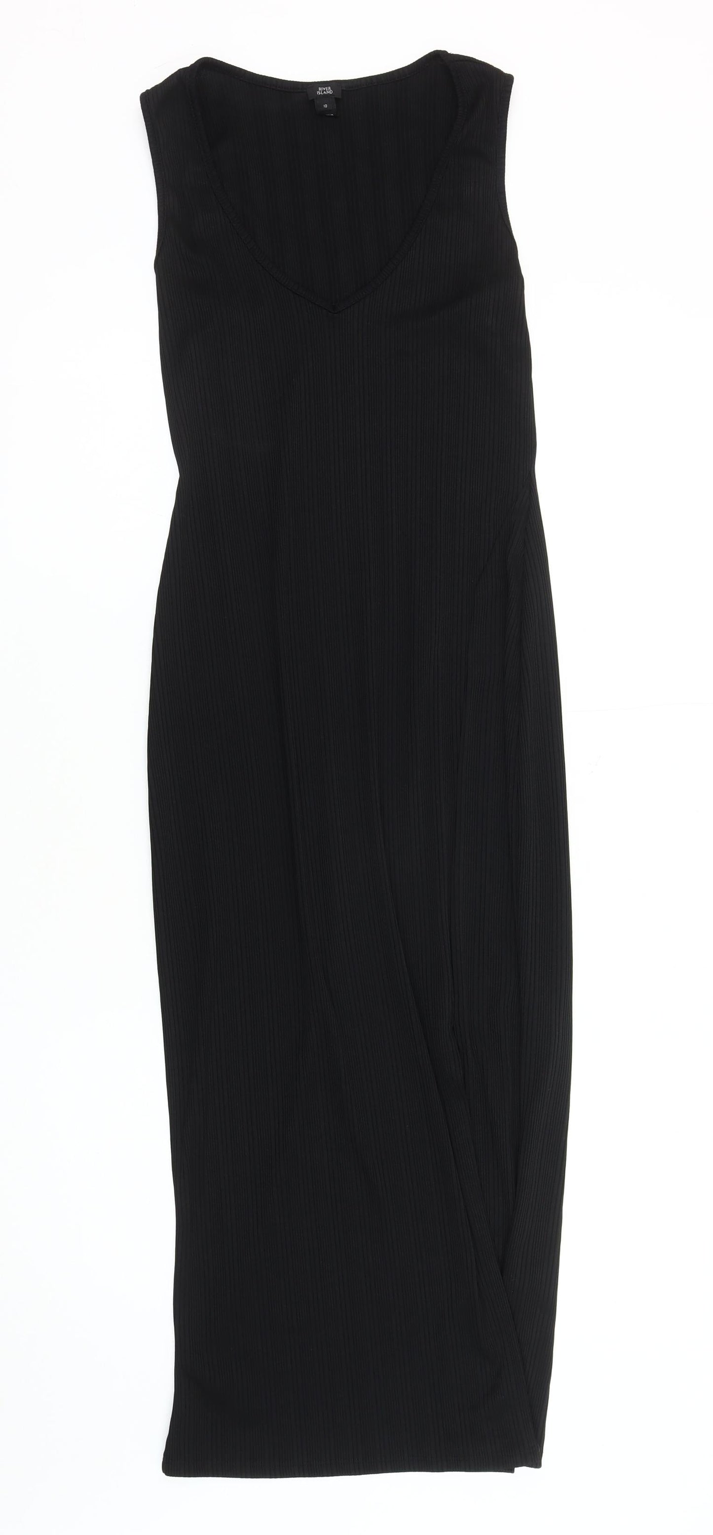 River Island Women's Black Sleeveless V-Neck Dress - Size 10
