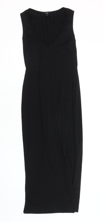 River Island Women's Black Sleeveless V-Neck Dress - Size 10