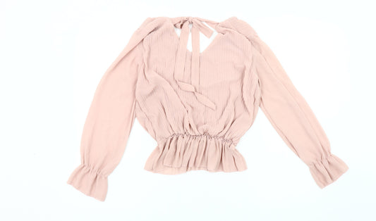 Quiz Women's Pink Tunic Blouse Long Sleeve V-Neck